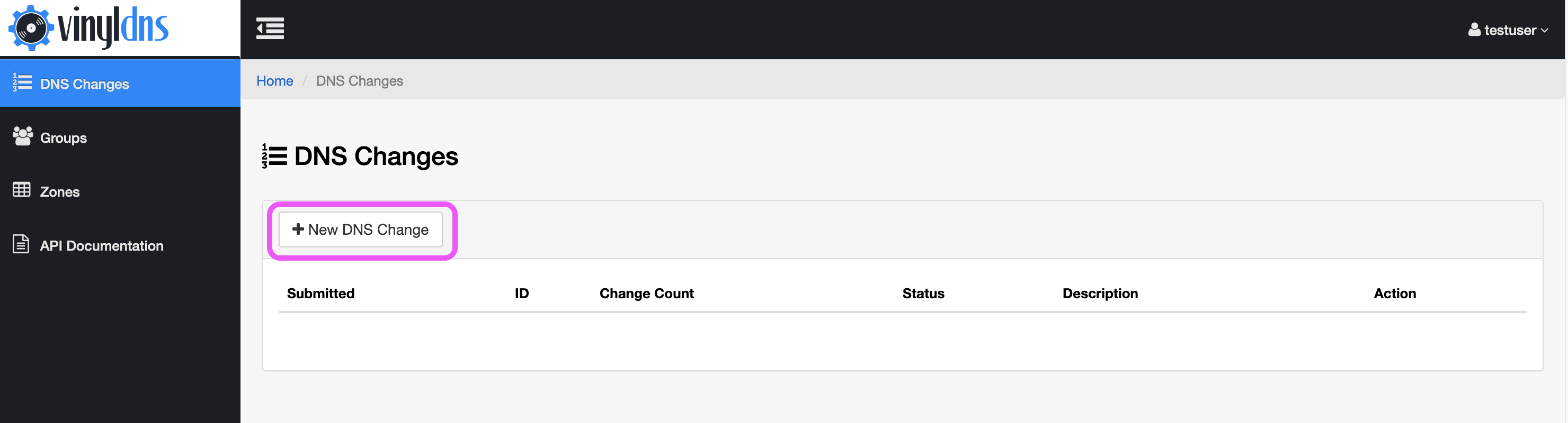 DNS Changes main page screenshot